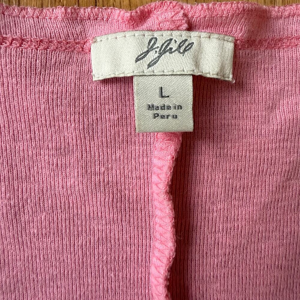 J. Jill Pink Organic Cotton Slub Knit Sleeveless Tank Swing Dress Size L Casual - Picture 2 of 8